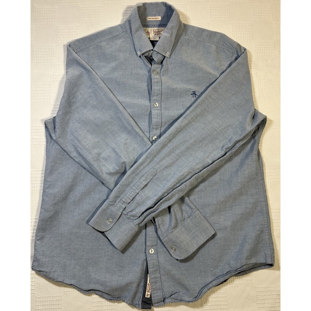 Penguin by Munsingwear Mens Long Sleeve Button Down Shirt Heritage Slim Fit L